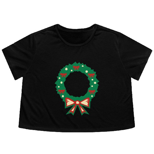 christmas wreath Flowy Cropped Tees