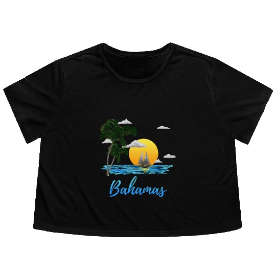 Bahamas Vacation Sailing Flowy Cropped Tees