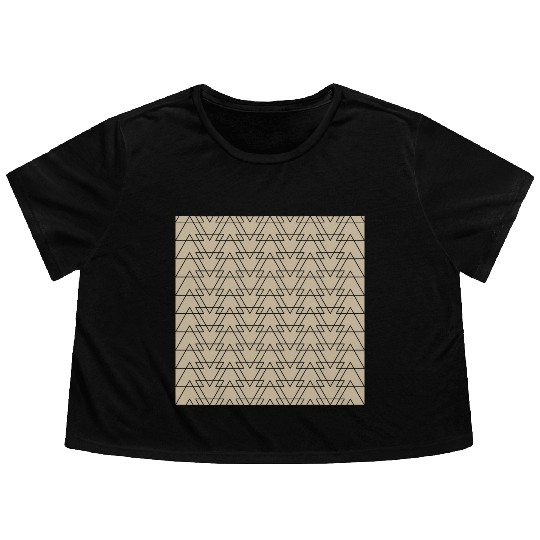 Triangle Beige Black Flowy Cropped Tees