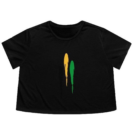 Jamaica Black, Green and Gold Flowy Cropped Tees