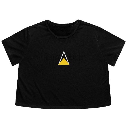 Saint Lucia Flag Blackletter St Lucia Caribbean Flowy Cropped Tees