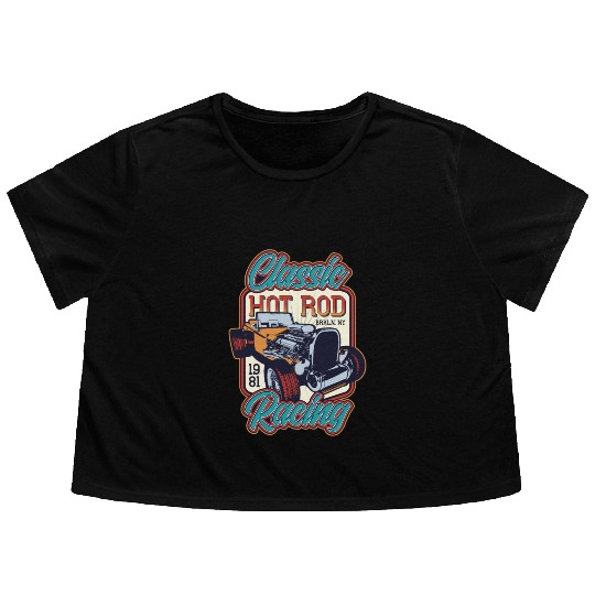 Classic Hot Rod Racing Flowy Cropped Tees