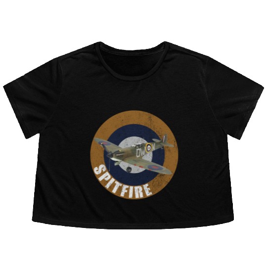 Famous WW2 Planes Supermarine Spitfire Flowy Cropped Tees