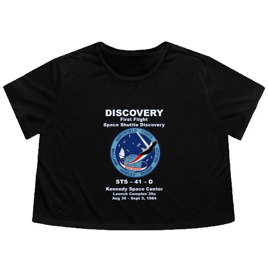 NASA Space Shuttle STS-41-D Vintage Crew Flowy Cropped Tees