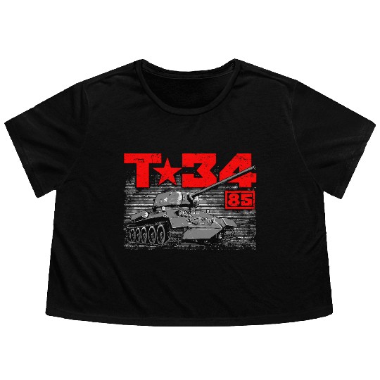 T-34-85 Soviet medium tank Flowy Cropped Tees