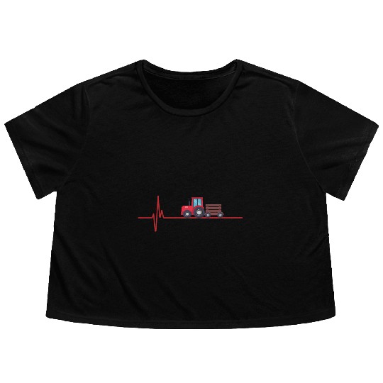 Tractor heartbeat farmer tractor farmer Flowy Cropped Tees