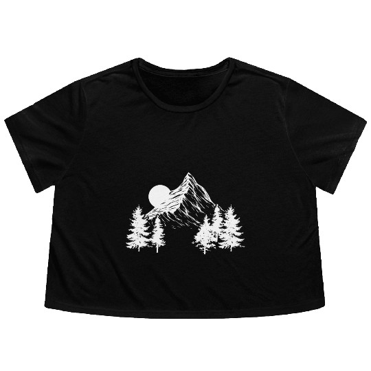 Mountaineering | Hiking Hobby Hikers Mountain Gift Flowy Cropped Tees