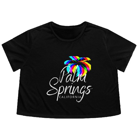 Palm Springs Neon Tree (White) Flowy Cropped Tees