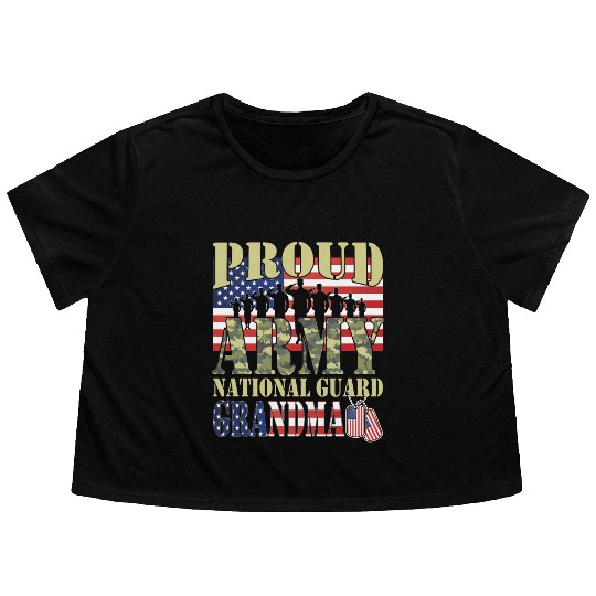 Proud Army National Guard Grandma Flowy Cropped Tees