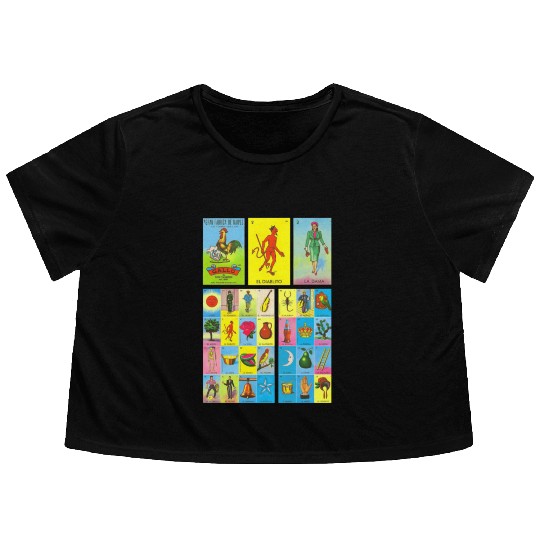 Loteria Mexican Flowy Cropped Tees