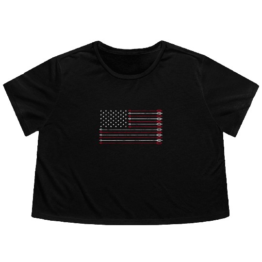 American Flag with Arrows Archery Bow Hunting Flowy Cropped Tees