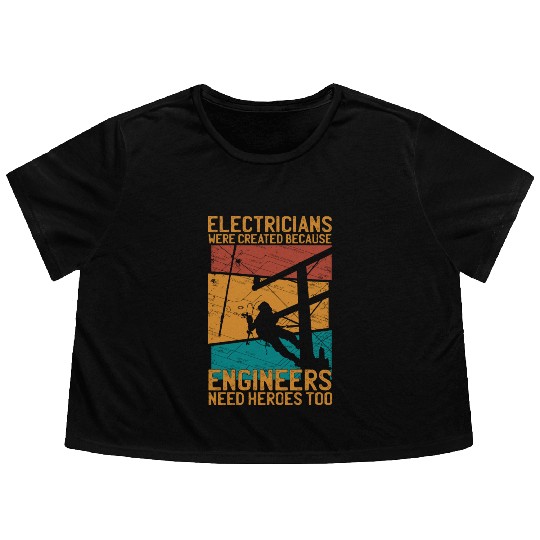 Vintage Lineman Electrician Funny Quotes Flowy Cropped Tees