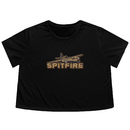 SPITFIRE SUPERMARINE WW2 FIGHTER PLANE Gift Flowy Cropped Tees