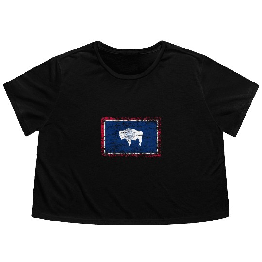 Wyoming ensign flag used look Flowy Cropped Tees