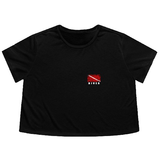 Pure Mini Diver Flag - Divers and Scuba Diving Flowy Cropped Tees