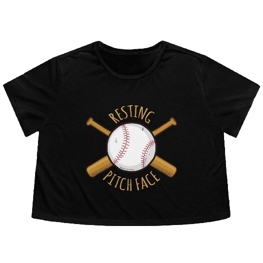 Game Day Baseball Resting Pitch Face Flowy Cropped Tees
