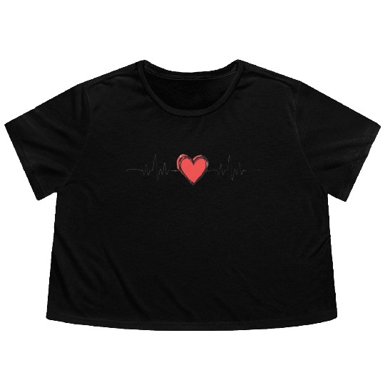 heart beat Flowy Cropped Tees