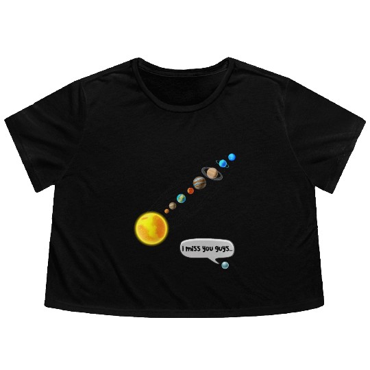 Funny Pluto and Solar System Space Science Gift Flowy Cropped Tees
