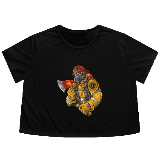 firefighter fire brigade fire station blueish use Flowy Cropped Tees