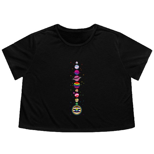 Solar System LGBT Flowy Cropped Tees