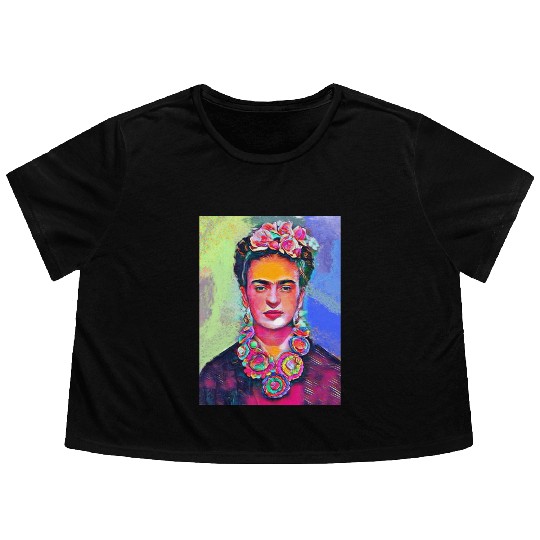 Frida Kahlo Flowy Cropped Tees