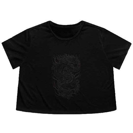 Mythical Asian Dragon Asia Design Flowy Cropped Tees