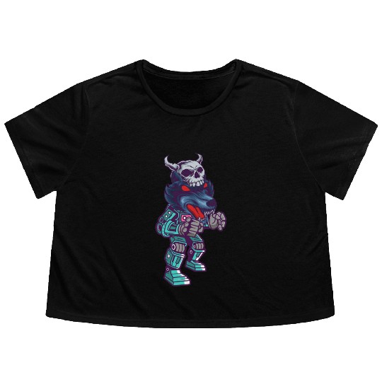 Wolf robot robot machine computer toy Flowy Cropped Tees