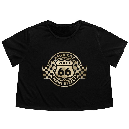 Route 66 America'S Main Street Glam Flowy Cropped Tees