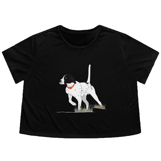 Bird Hunting Hunter English Pointer Dog Flowy Cropped Tees