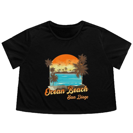 Ocean Beach San Diego Summer Vacation Sunset Palm Flowy Cropped Tees