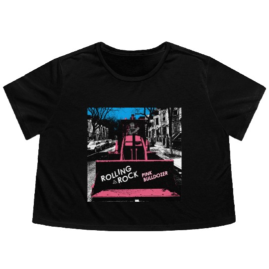 Pink Bulldozer / Rolling Rock Flowy Cropped Tees
