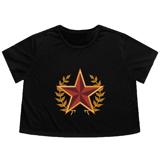 soviet star with laurels Flowy Cropped Tees