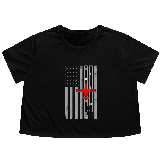 A-10 Warthog American Flag Runway A10 Thunderbird Flowy Cropped Tees