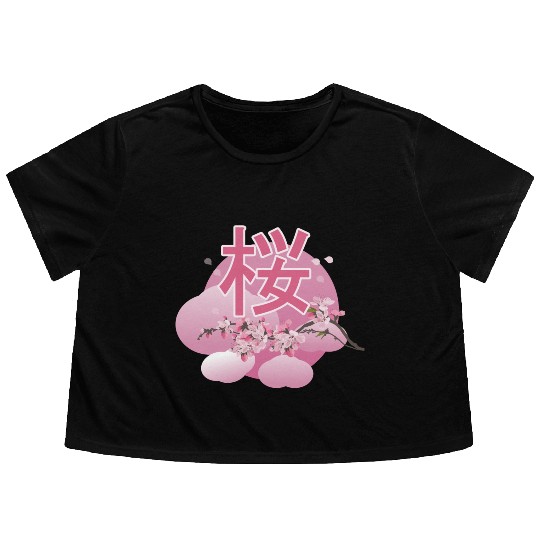 Cherry bloosom , Sakura, Cherry Blossom Flowy Cropped Tees