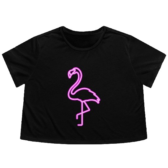 Neon Flamingo Flowy Cropped Tees