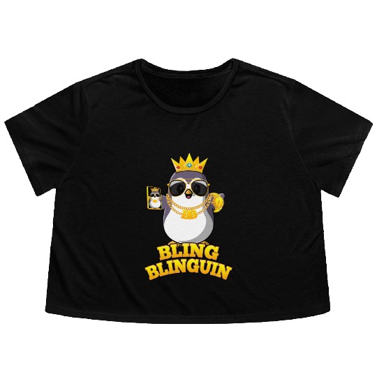 Bling Blinguin Pinguin Flowy Cropped Tees