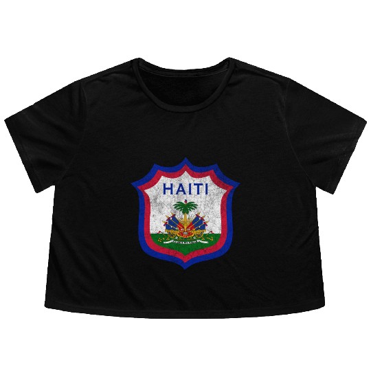 Haiti Crest Design Flowy Cropped Tees