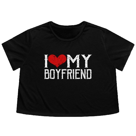 i love my bf Flowy Cropped Tees