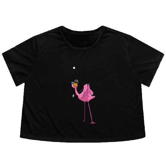 Flamingo Golf Golfing Flowy Cropped Tees