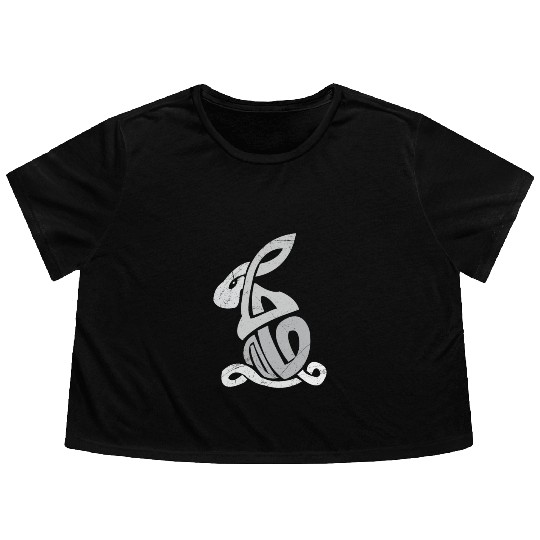Celtic Symbols Bunny Celtic Knot Gift Idea Flowy Cropped Tees