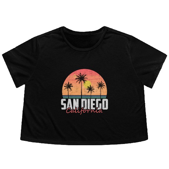San Diego CA California Pacific Beach Flowy Cropped Tees