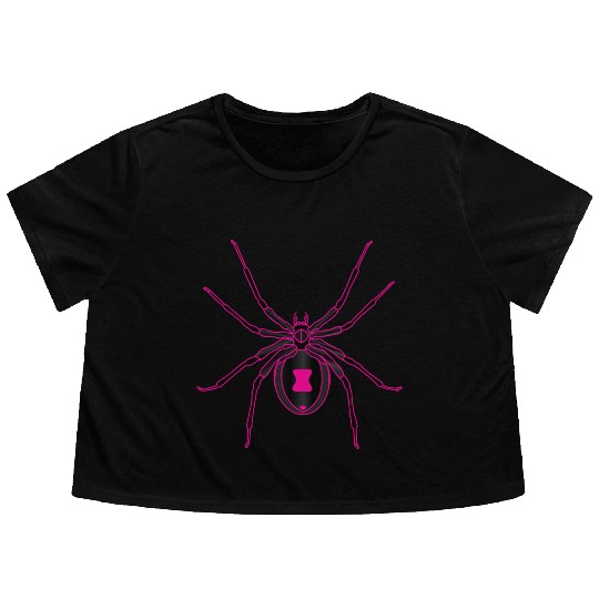 Black Widow Pink Design Flowy Cropped Tees