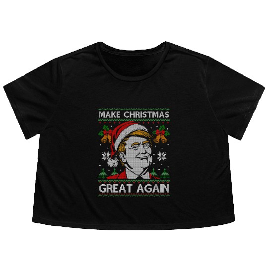 Make Christmas Great Again Funny Trump Ugly Xmas Flowy Cropped Tees
