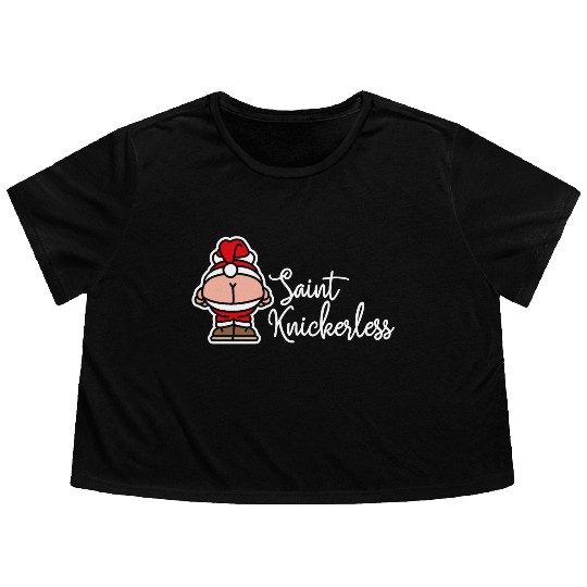 St. Knickerless funny Santa Claus Christmas puns Flowy Cropped Tees