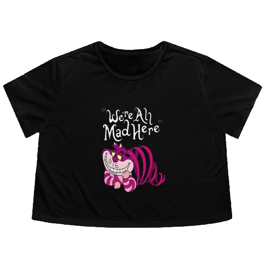 Cheshire Cat Were all Mad Here Cat 1669 Flowy Cropped Tees