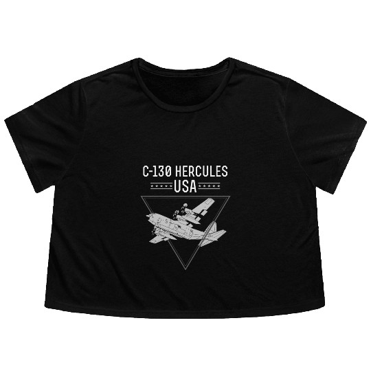 C 130 Hercules US Airborne Fighter Pilot Flowy Cropped Tees