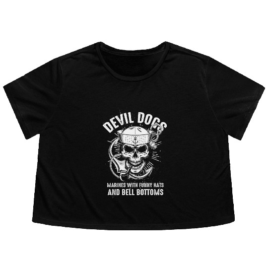 Devil US Navy Corpsman DOC Badass Army Veteran Flowy Cropped Tees