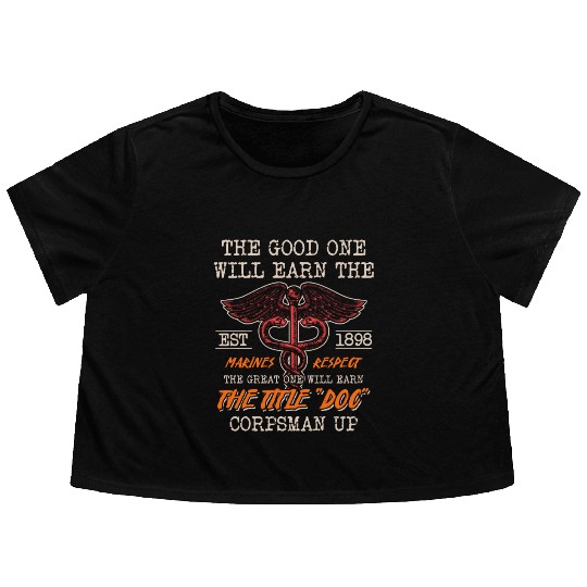 DOC Devil US Navy Corpsman Badass Army Veteran Flowy Cropped Tees