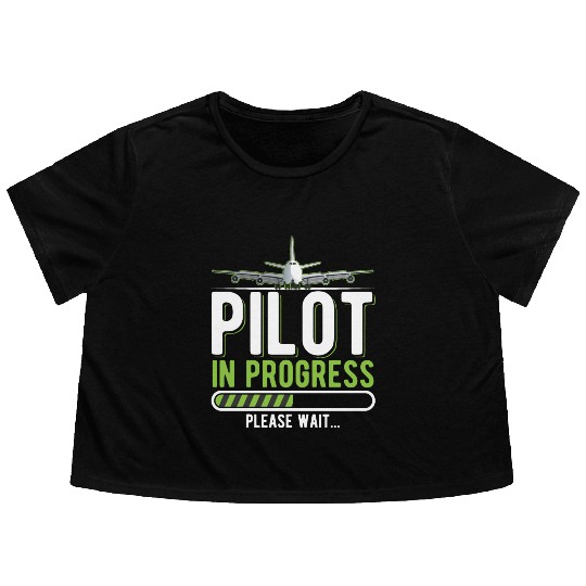 Pilot Loading Airplane Funny Pilots Flowy Cropped Tees