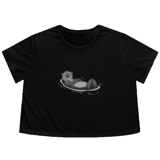 Lazy Sea Otter Funny Otters Flowy Cropped Tees